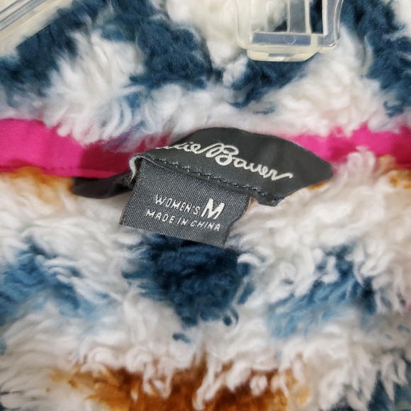 Eddie Bauer Plush 1/4 Zip Sherpa Aztec Southwestern Fleece Pullover Boho Medium - Picture 5 of 10
